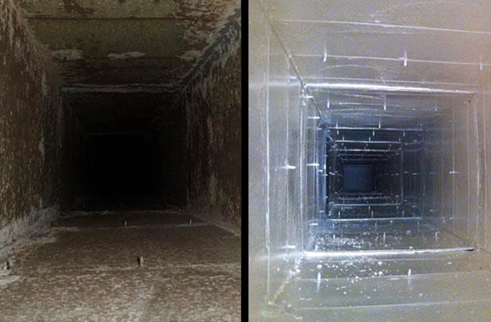 Air ducts compared side by side clean vs. dirty | Air Ducts | Sunshine Heating and Air Conditioning